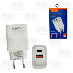 Carregador Rápido USB+TPC 40W Inova CAR-3165