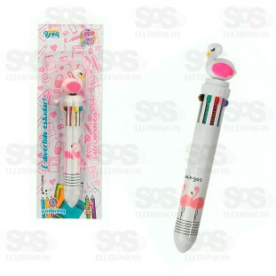 Caneta Com 10 Cores Flamingo Polibrinq SCB31