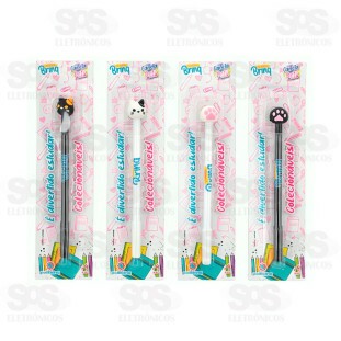 Caneta Esferográfica Divertida Gatinho Polibrinq SCB43