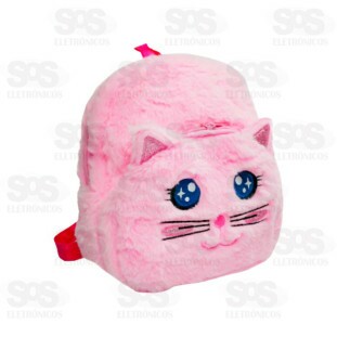 Mini Mochila Escolar Pelúcia Gatinho Polibrinq SCB134