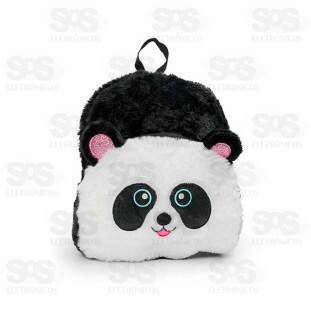 Mini Mochila Escolar Pelúcia Panda Polibrinq SCB119