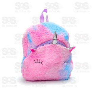 Mini Mochila Escolar Pelúcia Unicórnio Polibrinq SCB124