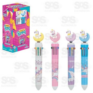 Caneta Com 10 Cores MultiLua Com 12 Unidades Polibrinq SB05
