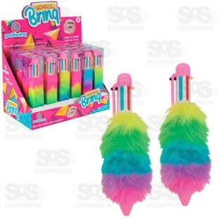 Caneta 6 Cores Plush Polibrinq SC07