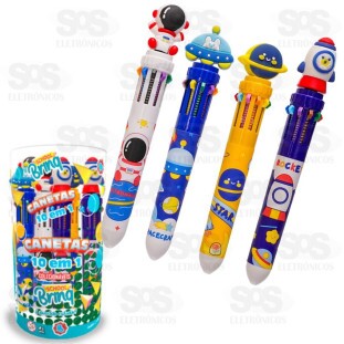 Caneta Com 10 Cores Astronauta Polibrinq SCB160