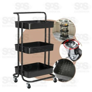 Carrinho Multiuso 3 Andares e Rodizio B-Max BM-F1120