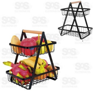 Fruteira Inox 2 Andares 33cm B-Max BM-F1112