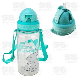 Garrafa Squeeze Infantil Plástico Com Alça 350ml Top Útil 0860