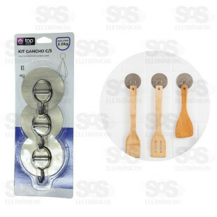 Ganchos Multiuso Adesivo 3 Unidades Top Útil TOP1559