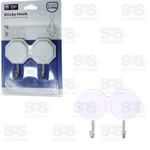 Ganchos Multiuso Adesivo Duplo Octagonal Top Útil TOP1340