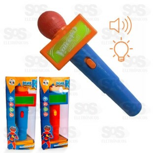 Microfone Infantil Com Som E Luzes Reproduz Voz Pica Pau PI3966