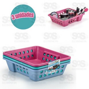 Kit Caixa Organizadora 23x26x10cm 3 Unidades Cores Variadas 340