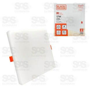 Painel Quadrado LED Branco 17W Sobrepor + Embutir BDPD-1700