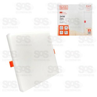 Painel Quadrado LED Branco 24W Sobrepor + Embutir BDPD-2400