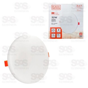 Painel Redondo Borda Infinita 2 em 1 LED Branco 32W Black+Decker BDPD3200