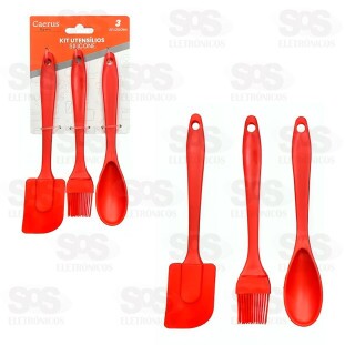 Kit Utensílios de Silicone 3 Peças Caerus CRS-2262