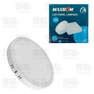 Painel Redondo Sobrepor LED Branco 12W 6500K Maxbom