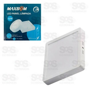 Painel Quadrado Sobrepor LED Branco Frio 12W 6500K Maxbom