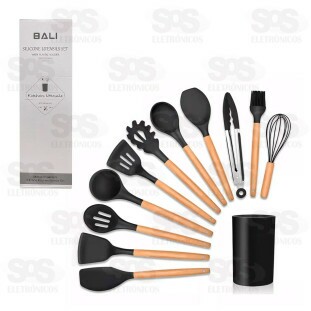 Kit Utensílios de Silicone Com 12 Peças Cores Variadas