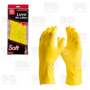 Par de Luvas Látex Multiuso Tamanho G Amarela SQ2852