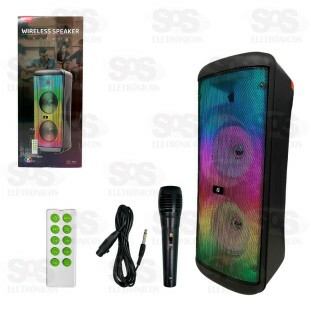 Caixa De Som Alta Potência LED RGB Com Microfone KTS-1626