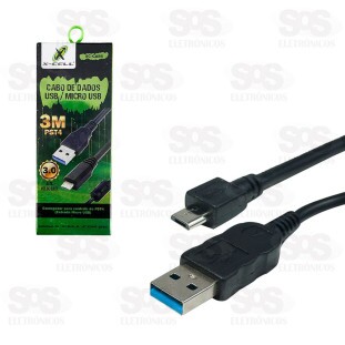 Cabo USB Para Micro USB V8 3 Metros X-Cell XC-CAB6