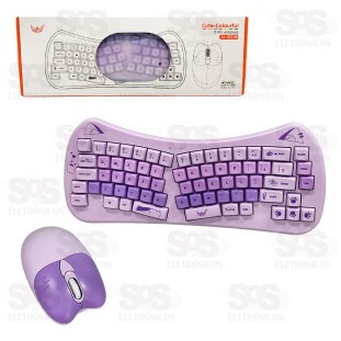 Kit Teclado e Mouse Sem Fio Gatinho À Pilha Altomex AL-313 M