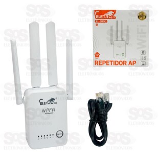 Repetidor de Sinal WiFi 4 Antenas 2.4GHz Eletromex EL-1803B