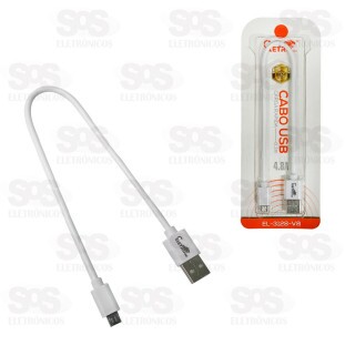 Cabo USB Para Micro USB V8 4.8A 30CM Eletromex EL-3128-V8