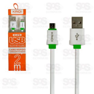 Cabo De Carregamento USB Para Micro USB V8 2 Metros Kaidi KD-327M