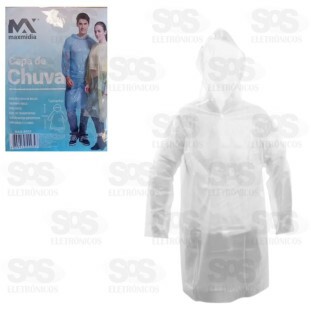 Capa De Chuva Plástica Com Capuz Descartável Maxmidia MAX-8805