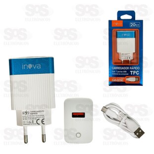 Carregador USB 3.0 20W Com Cabo Type C Inova CAR-5239C