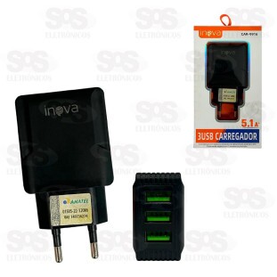 Carregador Rápido 3 USB 5.1A Inova CAR-9916