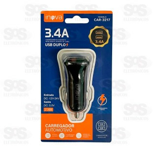Carregador Veicular 3.4A Com 2 USB Inova CAR-3217