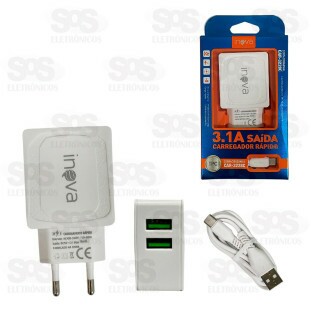 Carregador 2 USB 3.1A Com Cabo Type C Inova CAR-3228C