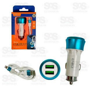 Carregador Veicular 2 USB 4.1A Cabo Iphone Inova GL23-A