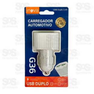 Carregador Veicular 3.4A Com 2 USB Inova G36