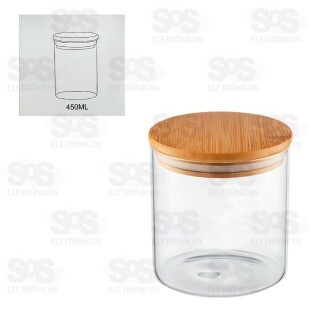 Pote Acrílico Redondo Com Tampa De Bambu 450ML TOP1057