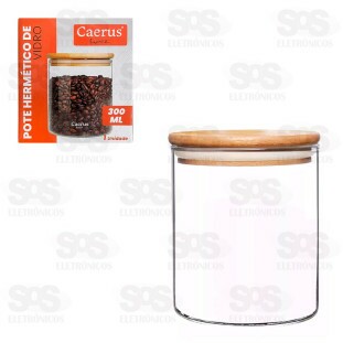 Pote De Vidro Redondo Com Tampa De Bambu 300ML CRS-2299