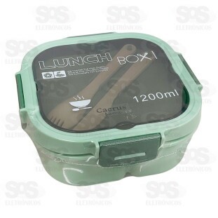 Marmita Lancheira Micro-ondas 1200ML Com Talheres Caerus CRS-2912