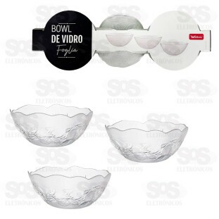 Kit 3 Peças Pote Bowl de Vidro Transparente WG21851