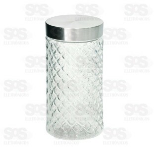 Pote De Vidro Redondo Com Tampa De Metal 1100ML