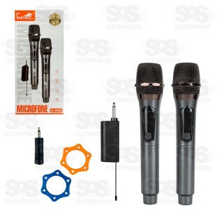 Kit 2 Microfone Sem Fio Dinâmico Com Painel Eletromex EL-5005