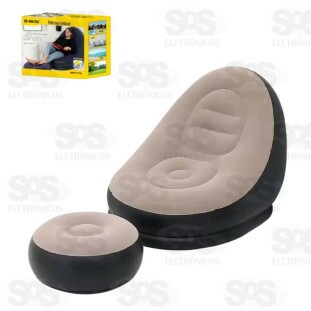 Poltrona Inflável Tecido Suede Com Puff B-Max BM-F1110