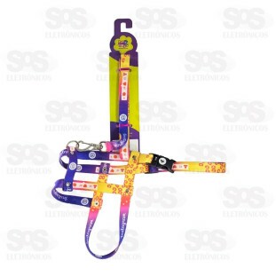 Coleira Peitoral Com Guia Seda Estampas Variadas N°2 4004