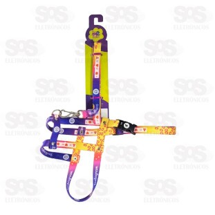 Coleira Peitoral Com Guia Seda Estampas Variadas N°3 4005