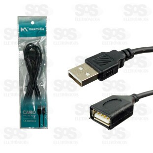 Cabo USB Para USB Fêmea 1,5 Metros Maxmidia MAX-60106-46