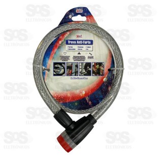 Cadeado Para Bicicleta 15mmx90cm Com 2 Chaves YA-2728