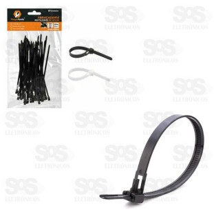 Abraçadeira De Nylon Reutilizável 4,8mmx200 Com 50 Unidades TRY-0088