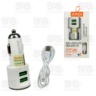 Carregador Automotivo 2 USB 3.4A Cabo Iphone Kaidi KD-303A